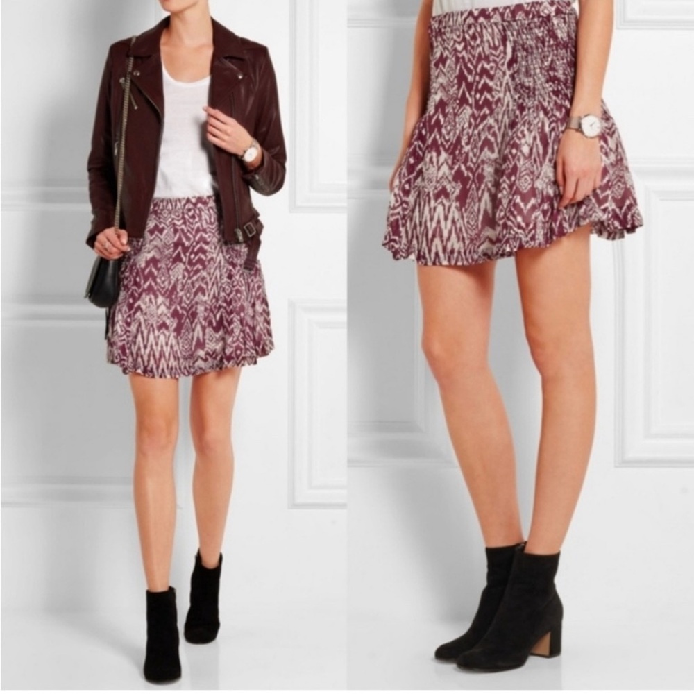 IRO Adele Ikat Print Shirred Mini Skirt 38 EU/ M US